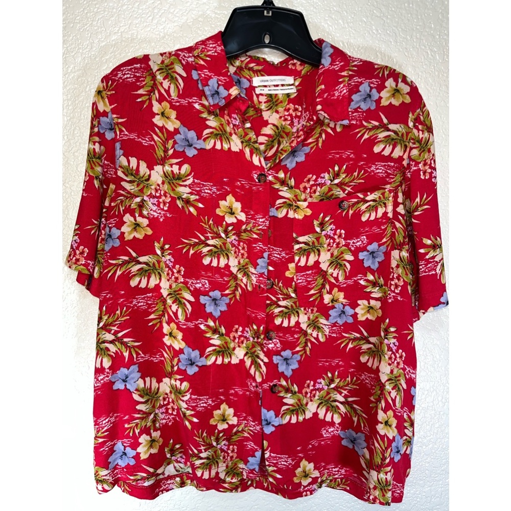 Used Urban Outfitters Red Floral Tropical Vacation Summer Boho Beach Launch Wear